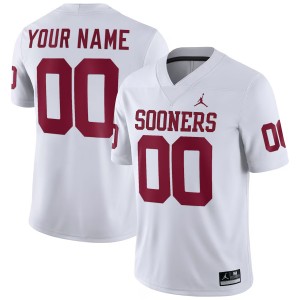 Men Custom White Oklahoma Sooners #00 College Football Stitched Jerseys 584959-130