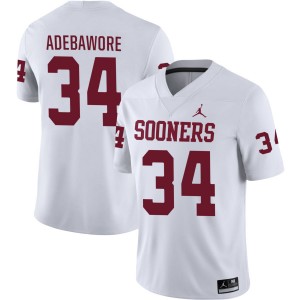 Mens Adepoju Adebawore White Oklahoma Sooners #34 College Football University Jerseys 176668-589