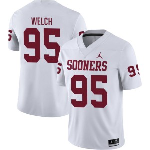 Mens Austin Welch White Oklahoma Sooners #95 College Football High School Jersey 859512-386