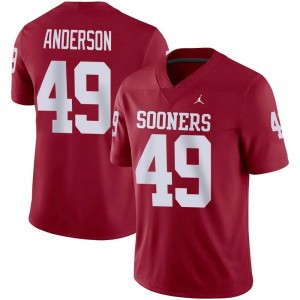 Men's Ben Anderson Crimson Oklahoma Sooners #49 College Football Official Jerseys 965128-733