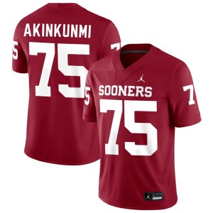 Men's Daniel Akinkunmi Crimson Oklahoma Sooners #75 College Football 2025 Jerseys 101937-221