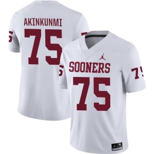 Mens Daniel Akinkunmi White Oklahoma Sooners #75 College Football NCAA Jersey 578776-931
