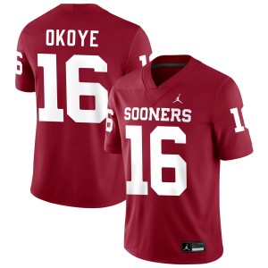 Mens Danny Okoye Crimson Oklahoma Sooners #16 College Football 2025 Jersey 821045-115