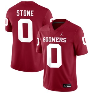 Mens David Stone Crimson Oklahoma Sooners #0 College Football Game Jersey 301138-468