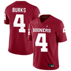 Mens Deion Burks Crimson Oklahoma Sooners #4 College Football Embroidery Jersey 551903-368