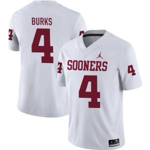 Mens Deion Burks White Oklahoma Sooners #4 College Football Embroidery Jerseys 472323-589