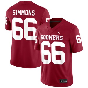 Men Derek Simmons Crimson Oklahoma Sooners #66 College Football 2025-26 Jerseys 557378-571