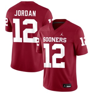 Men Devon Jordan Crimson Oklahoma Sooners #12 College Football Stitched Jersey 889905-496