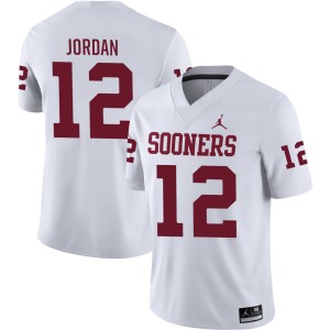 Men Devon Jordan White Oklahoma Sooners #12 College Football Replica Jersey 193299-294