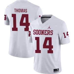 Men Elijah Thomas White Oklahoma Sooners #14 College Football NCAA Jerseys 951294-553