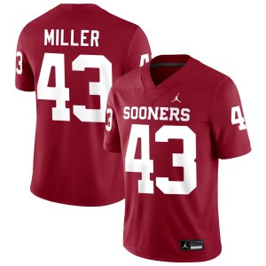 Men's Grayson Miller Crimson Oklahoma Sooners #43 College Football 2025 Jersey 826406-228