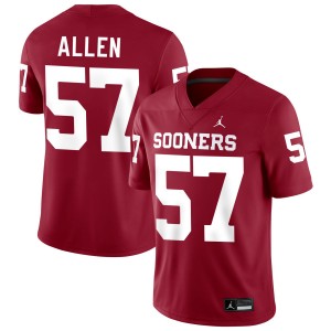 Men's Gunnar Allen Crimson Oklahoma Sooners #57 College Football Game Jersey 382276-288