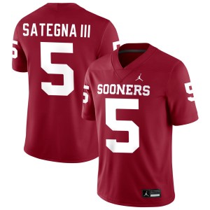 Men Isaiah Sategna III Crimson Oklahoma Sooners #5 College Football Stitched Jersey 728181-827