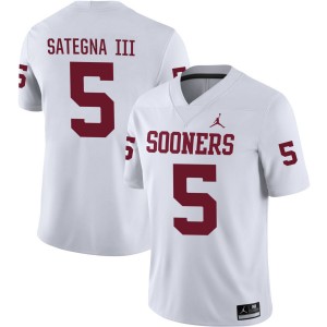 Men's Isaiah Sategna III White Oklahoma Sooners #5 College Football Embroidery Jerseys 174199-361