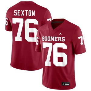 Mens Jacob Sexton Crimson Oklahoma Sooners #76 College Football Official Jerseys 216046-511