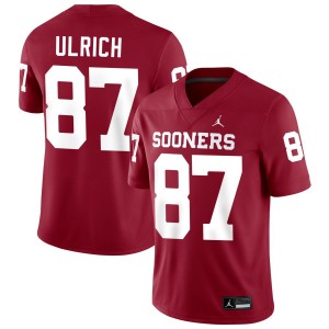Men's Jacob Ulrich Crimson Oklahoma Sooners #87 College Football University Jerseys 543608-599