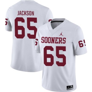 Men Jayden Jackson White Oklahoma Sooners #65 College Football Embroidery Jerseys 828681-860