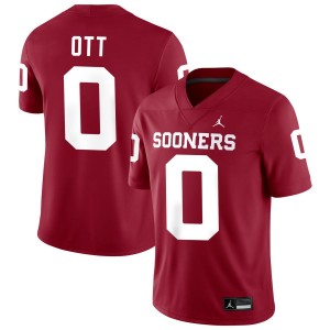 Mens Jaydn Ott Crimson Oklahoma Sooners #0 College Football Embroidery Jersey 748612-897