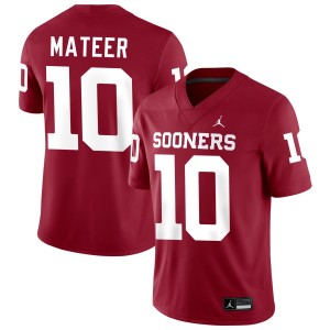 Men's John Mateer Crimson Oklahoma Sooners #10 College Football Alumni Jerseys 134398-346