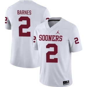 Men's Jovantae Barnes White Oklahoma Sooners #2 College Football NCAA Jerseys 442672-240