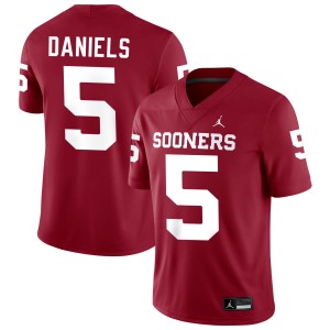 Mens Kendal Daniels Crimson Oklahoma Sooners #5 College Football Alumni Jersey 482960-481