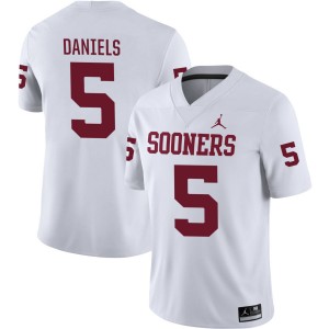 Men's Kendal Daniels White Oklahoma Sooners #5 College Football Embroidery Jerseys 339367-872