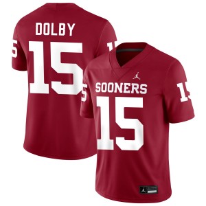 Mens Kendel Dolby Crimson Oklahoma Sooners #15 College Football 2025-26 Jerseys 272457-154