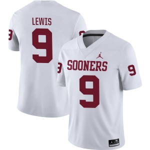 Men's Keontez Lewis White Oklahoma Sooners #9 College Football Player Jersey 333544-811