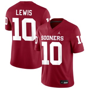 Mens Kip Lewis Crimson Oklahoma Sooners #10 College Football NCAA Jerseys 124069-844