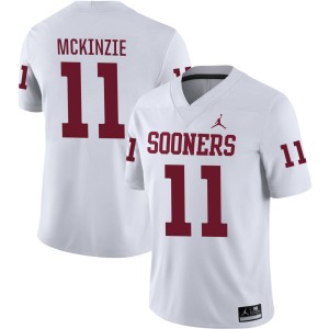 Men Kobie McKinzie White Oklahoma Sooners #11 College Football Game Jersey 187387-323