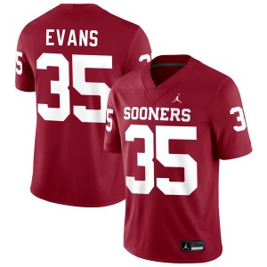 Mens Liam Evans Crimson Oklahoma Sooners #35 College Football 2025 Jerseys 461721-722