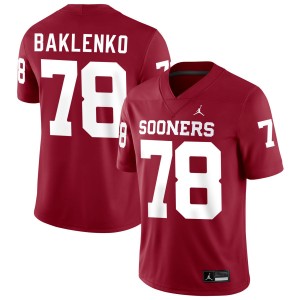 Mens Luke Baklenko Crimson Oklahoma Sooners #78 College Football Embroidery Jersey 759771-145