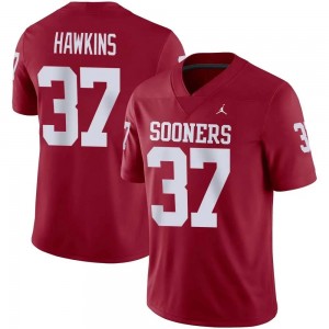Men Maliek Hawkins Crimson Oklahoma Sooners #37 College Football NCAA Jersey 526214-326