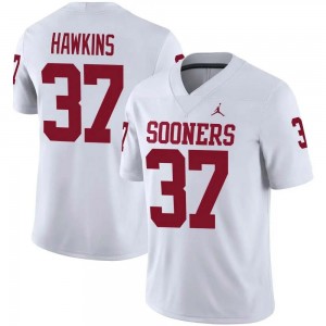Men Maliek Hawkins White Oklahoma Sooners #37 College Football Alumni Jerseys 832645-346