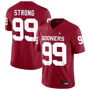 Men's Markus Strong Crimson Oklahoma Sooners #99 College Football NCAA Jersey 198287-547