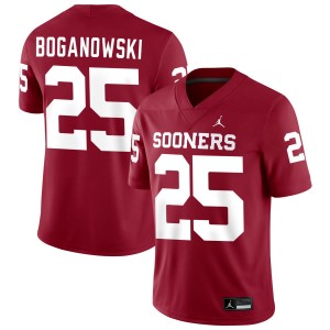 Men Michael Boganowski Crimson Oklahoma Sooners #25 College Football Official Jersey 679842-757