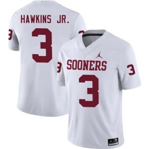 Men's Michael Hawkins Jr. White Oklahoma Sooners #3 College Football NCAA Jerseys 699199-671