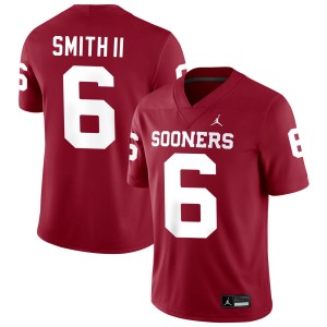 Mens Nigel Smith II Crimson Oklahoma Sooners #6 College Football Alumni Jersey 990103-311
