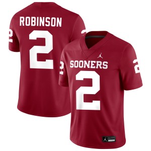 Mens Omarion Robinson Crimson Oklahoma Sooners #2 College Football High School Jerseys 357371-242