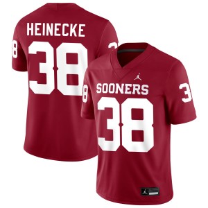 Men's Owen Heinecke Crimson Oklahoma Sooners #38 College Football Embroidery Jersey 372753-242