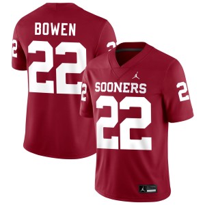 Men's Peyton Bowen Crimson Oklahoma Sooners #22 College Football Game Jerseys 838218-180