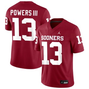 Men Reggie Powers III Crimson Oklahoma Sooners #13 College Football NCAA Jerseys 787922-318