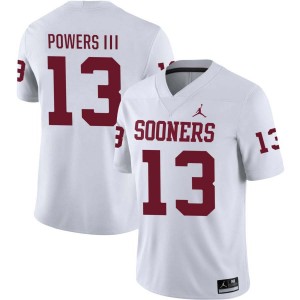 Men's Reggie Powers III White Oklahoma Sooners #13 College Football Embroidery Jersey 678637-637