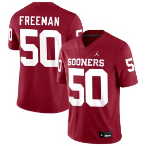 Mens Seth Freeman Crimson Oklahoma Sooners #50 College Football Alumni Jersey 566651-823