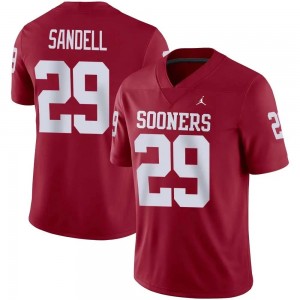 Men's Tate Sandell Crimson Oklahoma Sooners #29 College Football Game Jerseys 865457-714