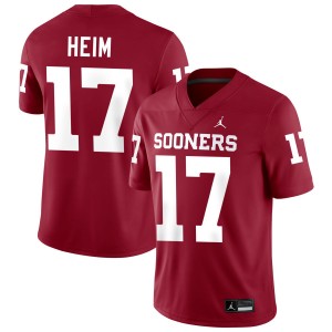 Men's Taylor Heim Crimson Oklahoma Sooners #17 College Football Alumni Jerseys 987707-976