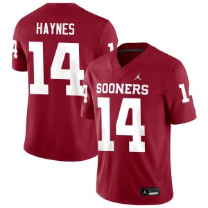 Men's Trystan Haynes Crimson Oklahoma Sooners #14 College Football Embroidery Jerseys 103443-271