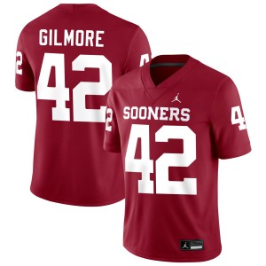 Mens Wyatt Gilmore Crimson Oklahoma Sooners #42 College Football 2025-26 Jersey 240099-265