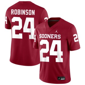 Men Xavier Robinson Crimson Oklahoma Sooners #24 College Football University Jersey 399731-183