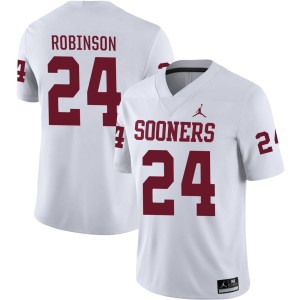 Mens Xavier Robinson White Oklahoma Sooners #24 College Football Stitched Jersey 551132-246
